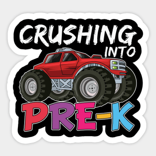 Crushing Into Pre-K Cool Monster Truck Pre Kindergarten Boys Girls Gift Sticker